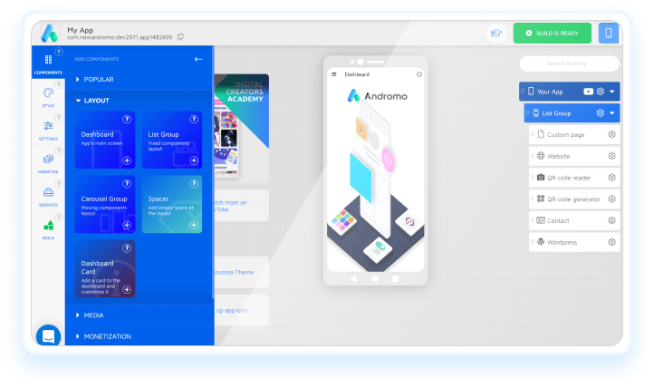 How to add features in Andromo App builder
