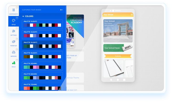 How to choose a theme on Andromo app builder